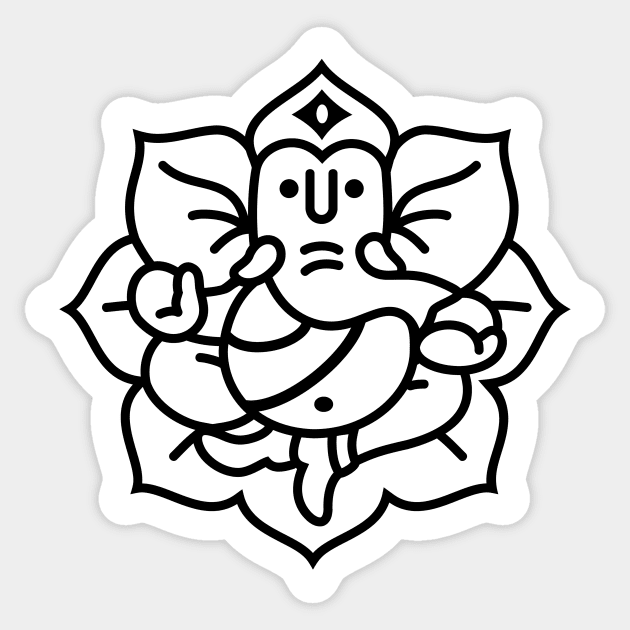 Ganesh Ganesa Ganapati Elephant 2 (black white) Sticker by Mystic-Land